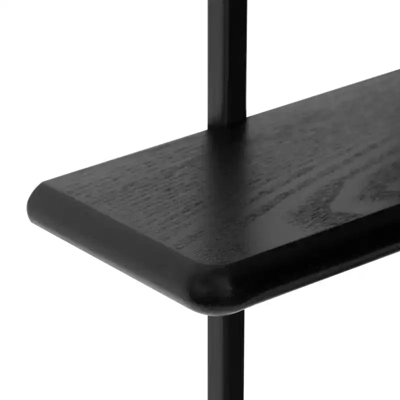 Estantería de pared flotante arqueada de 3 niveles – Metal negro y madera, 45.7x14x76.2 cm