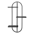 Estantería de pared flotante arqueada de 3 niveles – Metal negro y madera, 45.7x14x76.2 cm