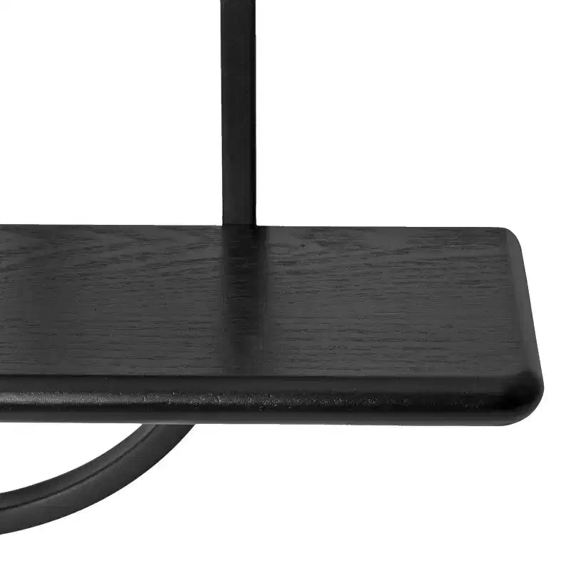 Estantería de pared flotante arqueada de 3 niveles – Metal negro y madera, 45.7x14x76.2 cm