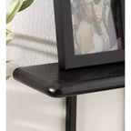 Estantería de pared flotante arqueada de 3 niveles – Metal negro y madera, 45.7x14x76.2 cm