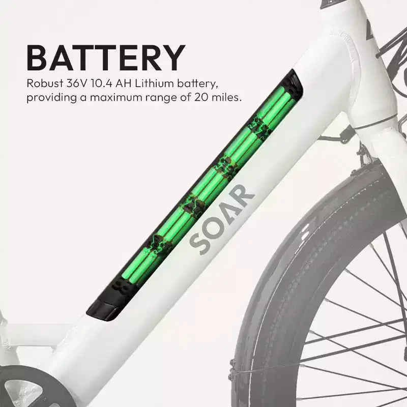 Bicicleta eléctrica tipo crucero Soar Adult City ST 350 de 27.5'' con cuadro de paso bajo