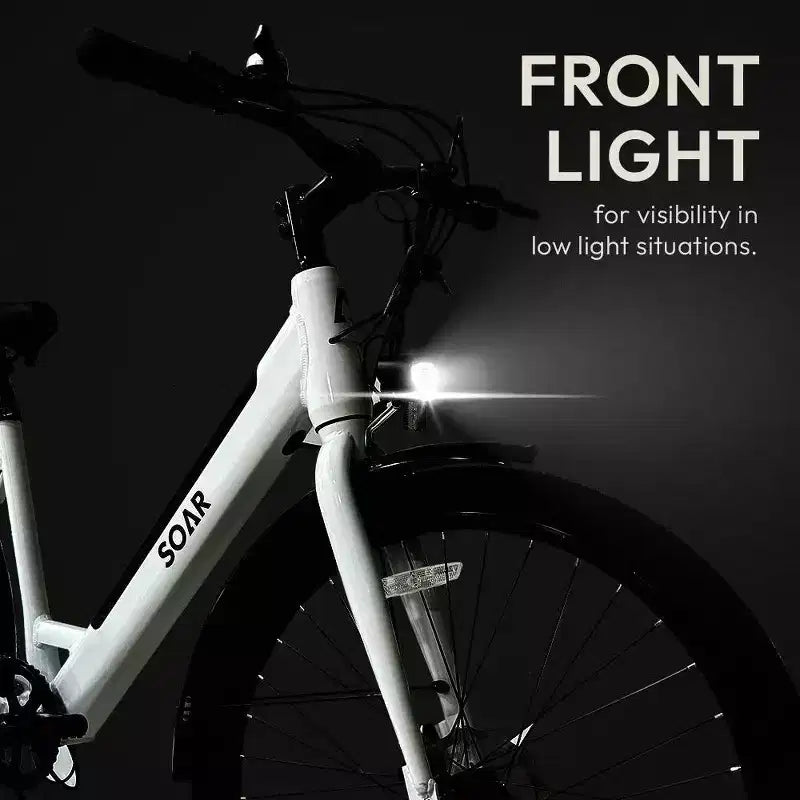 Bicicleta eléctrica tipo crucero Soar Adult City ST 350 de 27.5'' con cuadro de paso bajo