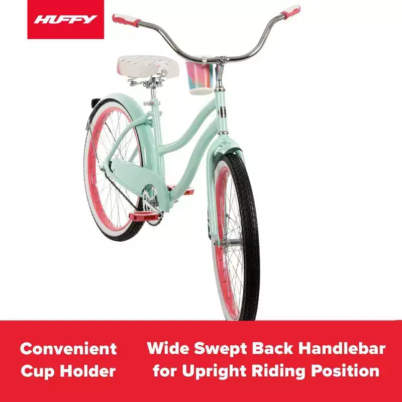 Bicicleta Cruiser Huffy Good Vibrations para Adulto - Ruedas de 24" - Menta