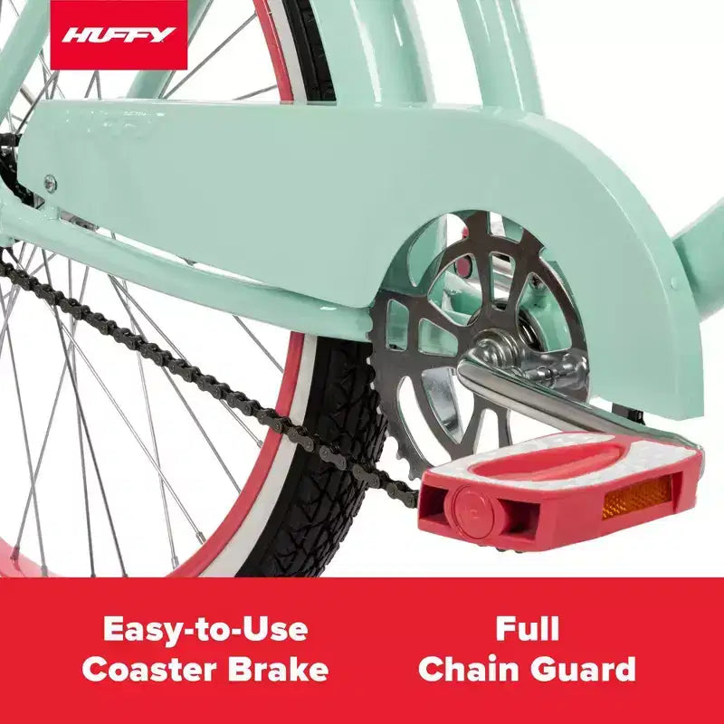 Bicicleta Cruiser Huffy Good Vibrations para Adulto - Ruedas de 24" - Menta