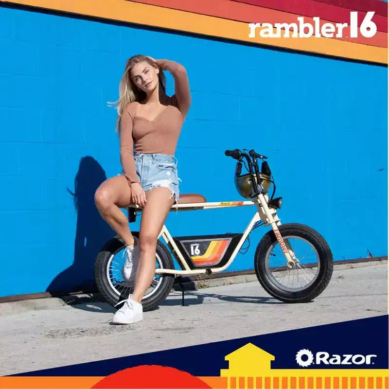 Patinete eléctrico Razor Rambler Step Over - Beige: motor de 350 W, velocidad de 25 km/h