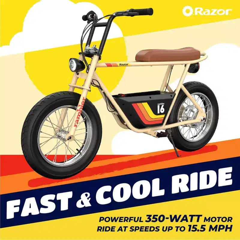 Patinete eléctrico Razor Rambler Step Over - Beige: motor de 350 W, velocidad de 25 km/h