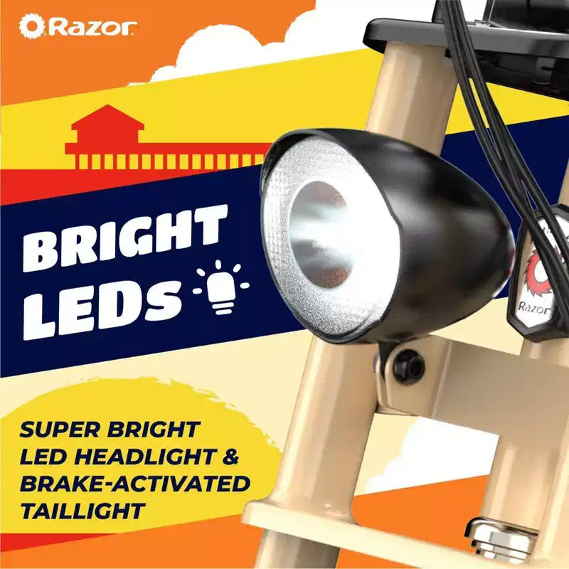 Patinete eléctrico Razor Rambler Step Over - Beige: motor de 350 W, velocidad de 25 km/h