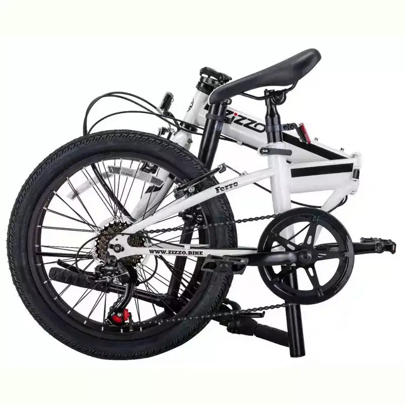 Bicicleta plegable de acero ZiZZO Ferro de 7 velocidades y 20 pulgadas - Blanca