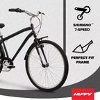 Bicicleta cómoda Huffy Sienna de 27.5" para mujer - Negra