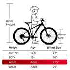 Bicicleta cómoda Huffy Sienna de 27.5" para mujer - Negra