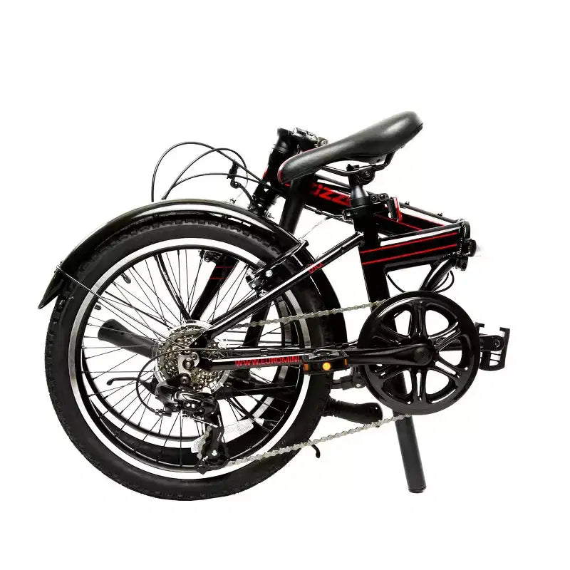 Bicicleta plegable de aluminio ZiZZO Via de 20" y 7 velocidades - Negra