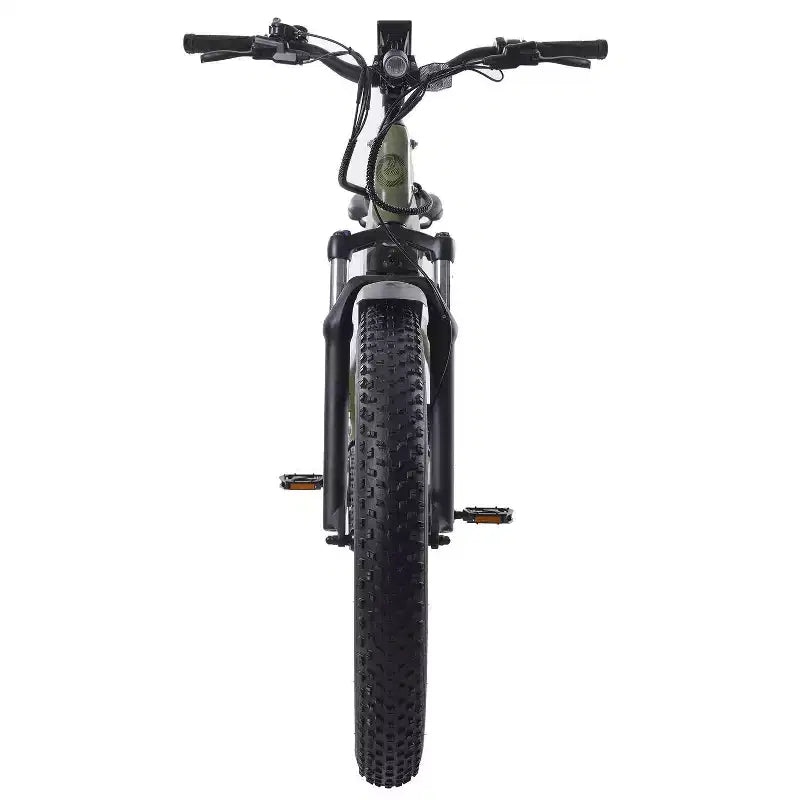 Bicicleta eléctrica híbrida GOTRAX para adultos con neumáticos gruesos de 26 pulgadas y cuadro bajo - Verde