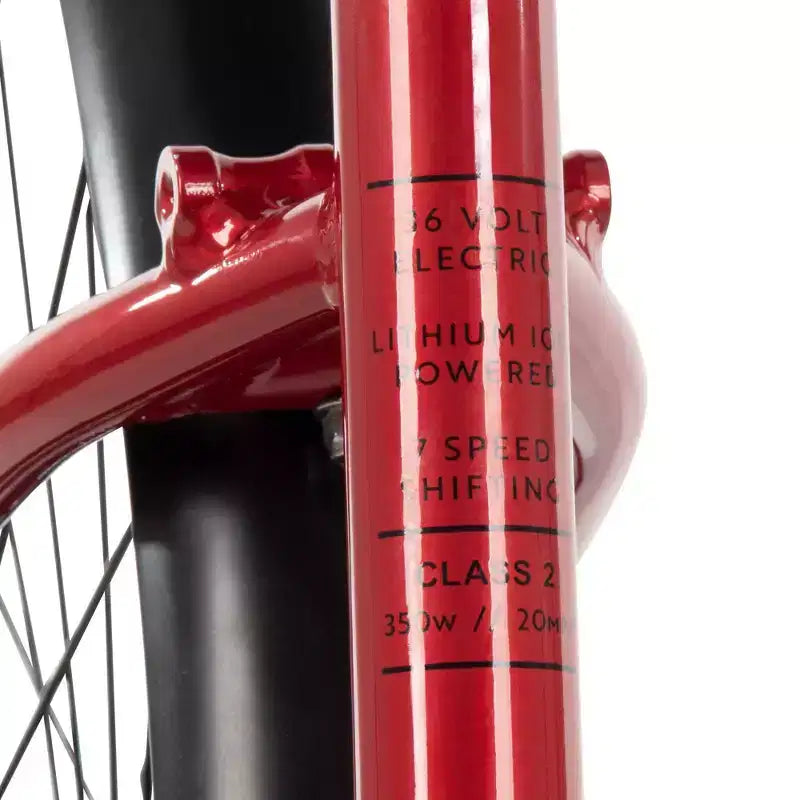 Bicicleta eléctrica Huffy Lyndon Step-Through - Ruedas de 27.5" - 20 MPH - 36V - Roja