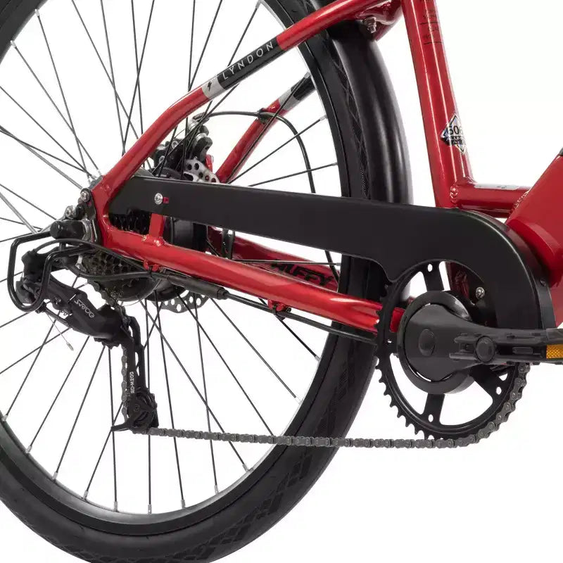Bicicleta eléctrica Huffy Lyndon Step-Through - Ruedas de 27.5" - 20 MPH - 36V - Roja