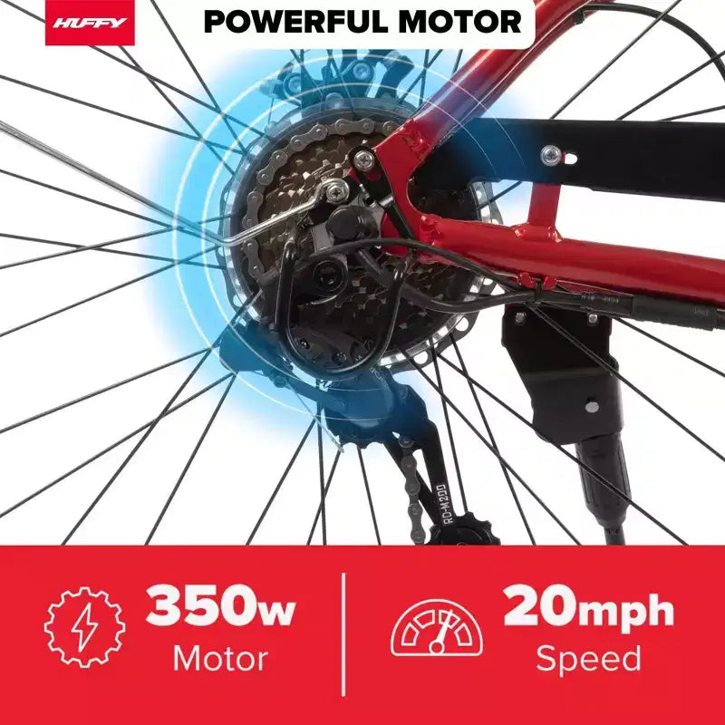 Bicicleta eléctrica Huffy Lyndon Step-Through - Ruedas de 27.5" - 20 MPH - 36V - Roja