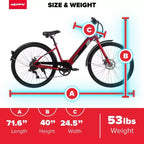 Bicicleta eléctrica Huffy Lyndon Step-Through - Ruedas de 27.5" - 20 MPH - 36V - Roja