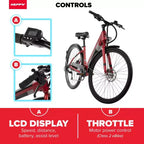 Bicicleta eléctrica Huffy Lyndon Step-Through - Ruedas de 27.5" - 20 MPH - 36V - Roja