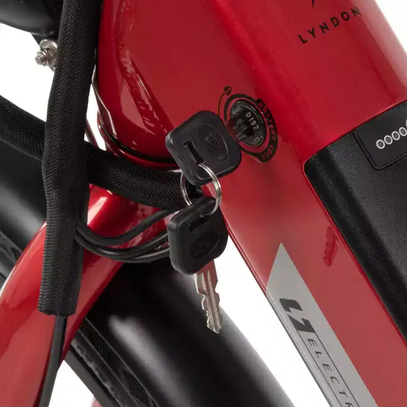 Bicicleta eléctrica Huffy Lyndon Step-Through - Ruedas de 27.5" - 20 MPH - 36V - Roja