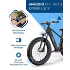 Bicicleta de montaña eléctrica Hiboy Adult P6 de 26" con barra alta - Negro