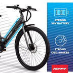 Bicicleta eléctrica Huffy Vienna de 27.5" y 36 V para adultos - Gris mate