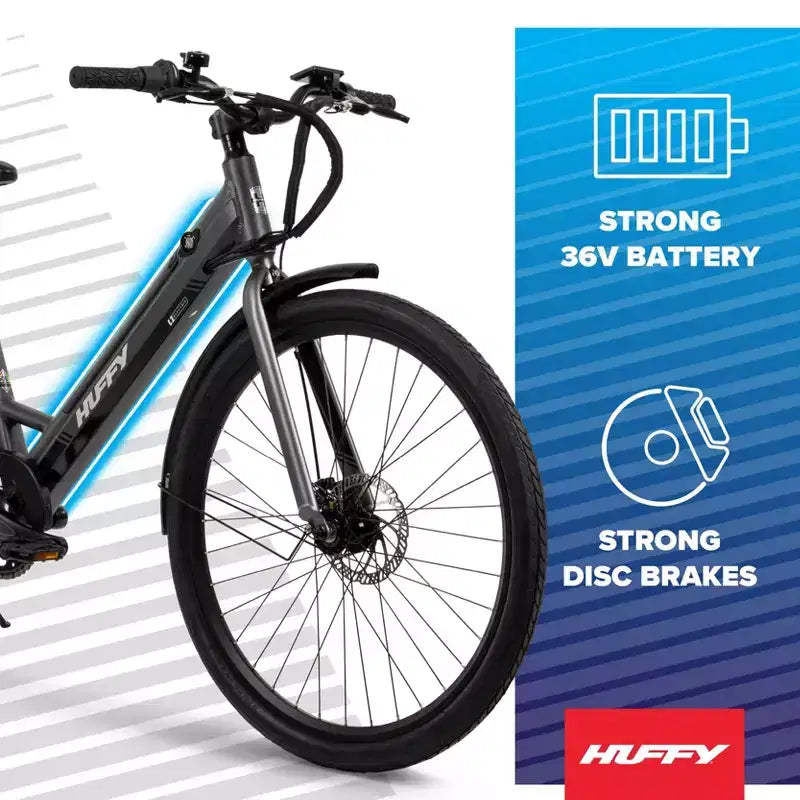 Bicicleta eléctrica Huffy Vienna de 27.5" y 36 V para adultos - Gris mate