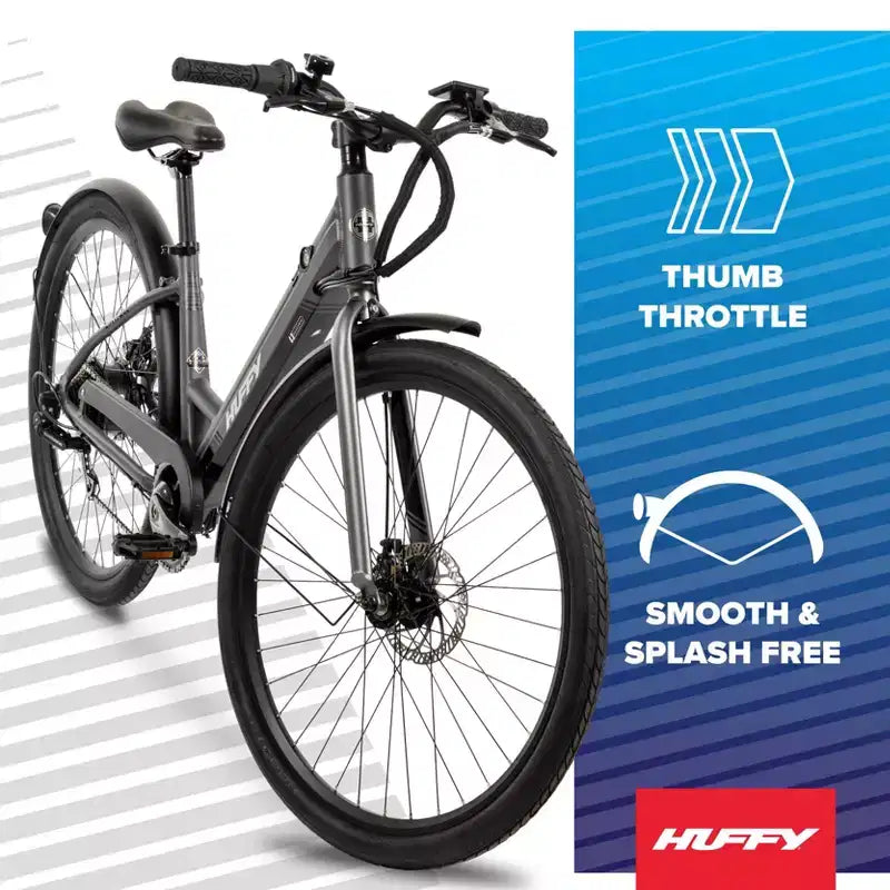 Bicicleta eléctrica Huffy Vienna de 27.5" y 36 V para adultos - Gris mate