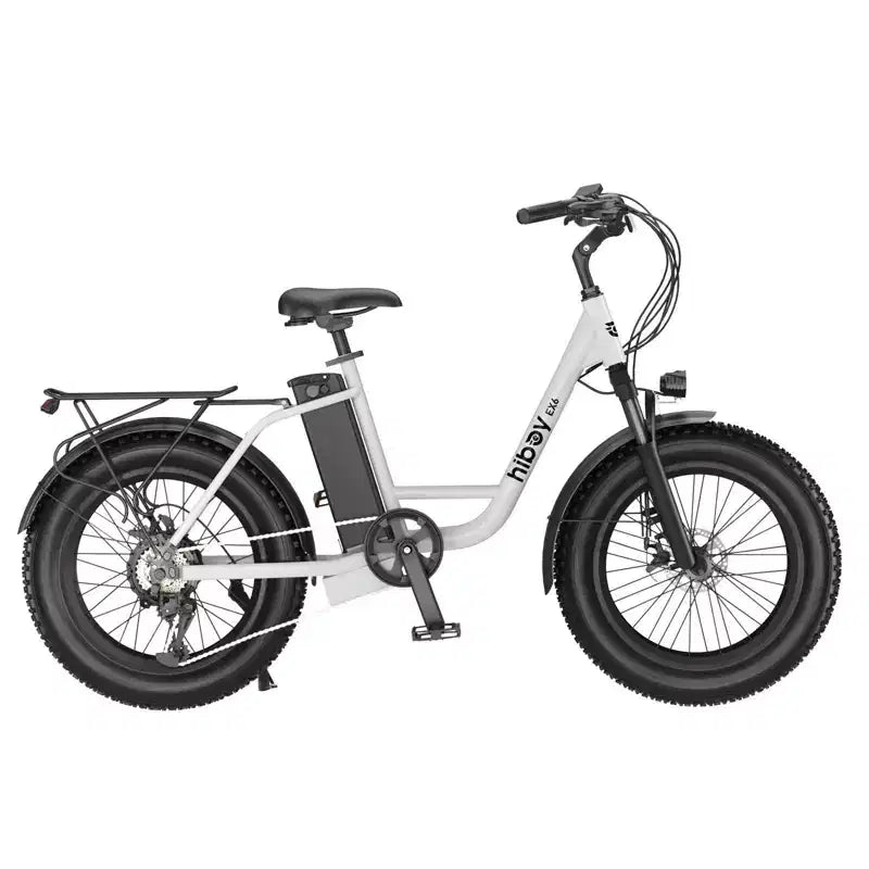 Bicicleta eléctrica tipo crucero Hiboy Adult EX6 de 20" con cuadro bajo - Blanca