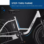 Bicicleta eléctrica tipo crucero Hiboy Adult EX6 de 20" con cuadro bajo - Blanca