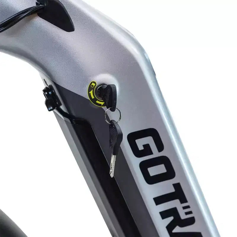 Bicicleta Híbrida Eléctrica GOTRAX de 26" con Neumático Ancho y Cuadro Abierto para Adultos - Plateada