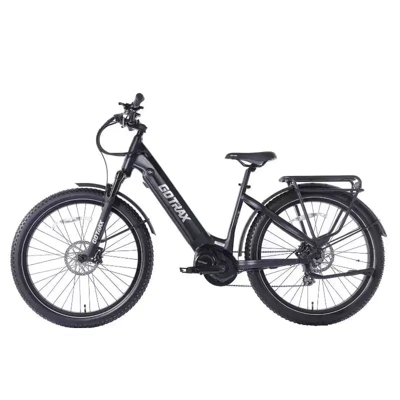 Bicicleta híbrida eléctrica GOTRAX Adult MX1 Mid Drive de 27.5" con cuadro bajo - Negra