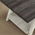 Mesa auxiliar con estante de madera de dos tonos – Carbón envejecido y beige, MDF, 23.5x14x22 pulg.