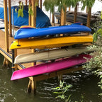 Soporte de pared para kayak de exterior – 4 niveles, brazos ajustables, acero resistente a la intemperie