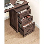 Archivador con 3 cajones, Mueble de archivo, Soporte para impresora, Compatible con A4, tamaño carta, carpetas colgantes, Estilo rústico moderno, para oficina en casa