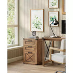 Archivador con 3 cajones, Mueble de archivo, Soporte para impresora, Compatible con A4, tamaño carta, carpetas colgantes, Estilo rústico moderno, para oficina en casa
