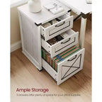 Archivador con 3 cajones, Mueble de archivo, Soporte para impresora, Compatible con A4, tamaño carta, carpetas colgantes, Estilo rústico moderno, para oficina en casa
