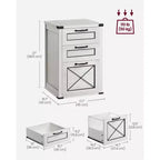 Archivador con 3 cajones, Mueble de archivo, Soporte para impresora, Compatible con A4, tamaño carta, carpetas colgantes, Estilo rústico moderno, para oficina en casa