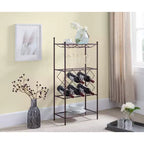 Kings Brand Furniture Freestanding Floor Metal Wine Rack Stand, Wine Bottle Liquor Cabinet with Glass Holder & Storage Shelves  Bronze