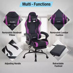 Silla gaming BestMassage Silla de escritorio para oficina, silla de ordenador con reposapiés y soporte lumbar