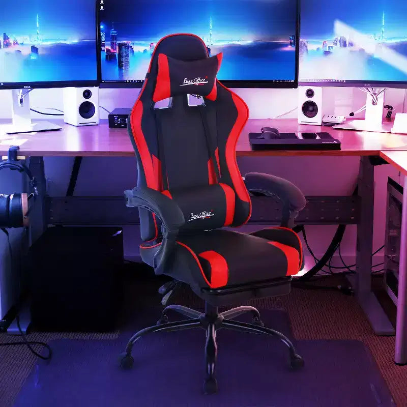 Silla gaming BestMassage Silla de escritorio para oficina, silla de ordenador con reposapiés y soporte lumbar