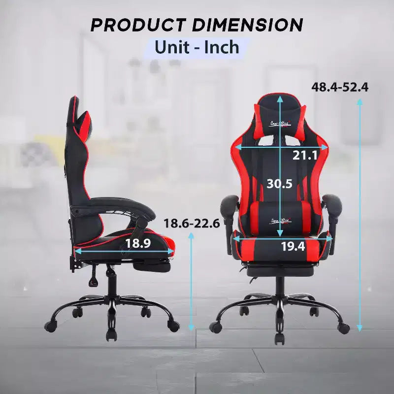 Silla gaming BestMassage Silla de escritorio para oficina, silla de ordenador con reposapiés y soporte lumbar