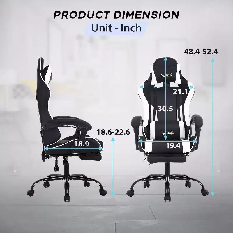 Silla gaming BestMassage Silla de escritorio para oficina, silla de ordenador con reposapiés y soporte lumbar