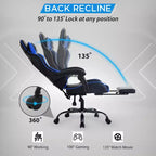 Silla gaming BestMassage Silla de escritorio para oficina, silla de ordenador con reposapiés y soporte lumbar
