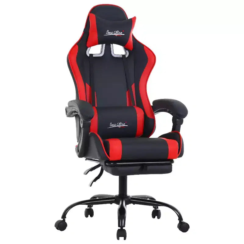 Silla gaming BestMassage Silla de escritorio para oficina, silla de ordenador con reposapiés y soporte lumbar