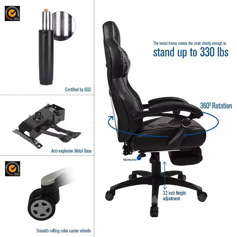 Sillón de oficina ELECWISH con reposapiés, soporte lumbar, silla ergonómica transpirable con cojín de muelles ensacados, sillas para adultos