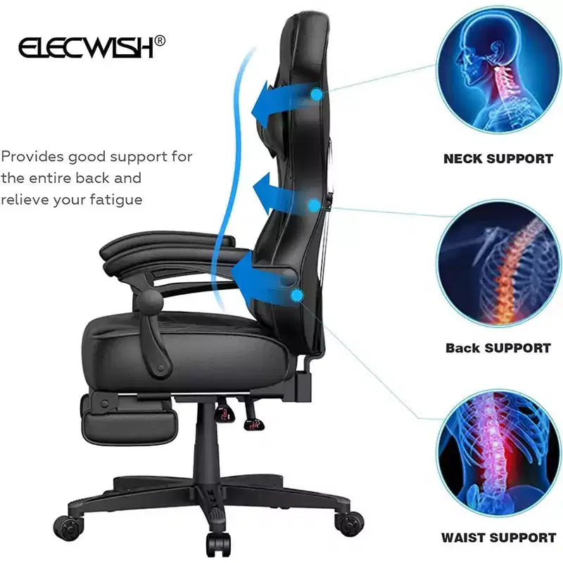 Sillón de oficina ELECWISH con reposapiés, soporte lumbar, silla ergonómica transpirable con cojín de muelles ensacados, sillas para adultos