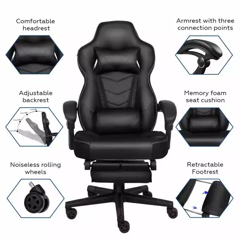 Sillón de oficina ELECWISH con reposapiés, soporte lumbar, silla ergonómica transpirable con cojín de muelles ensacados, sillas para adultos