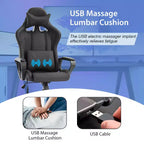 Silla de oficina cómoda y elegante FDW Gaming Chiar con masaje, soporte lumbar ajustable, giro de 360 grados y ruedas de deslizamiento suave