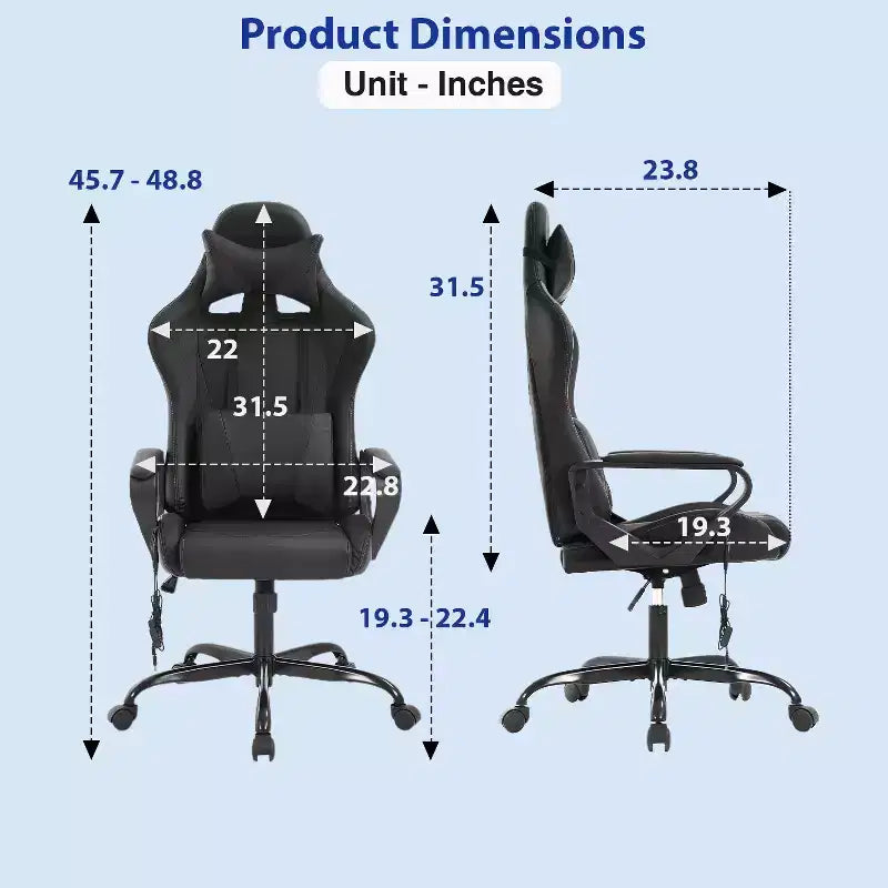 Silla de oficina cómoda y elegante FDW Gaming Chiar con masaje, soporte lumbar ajustable, giro de 360 grados y ruedas de deslizamiento suave