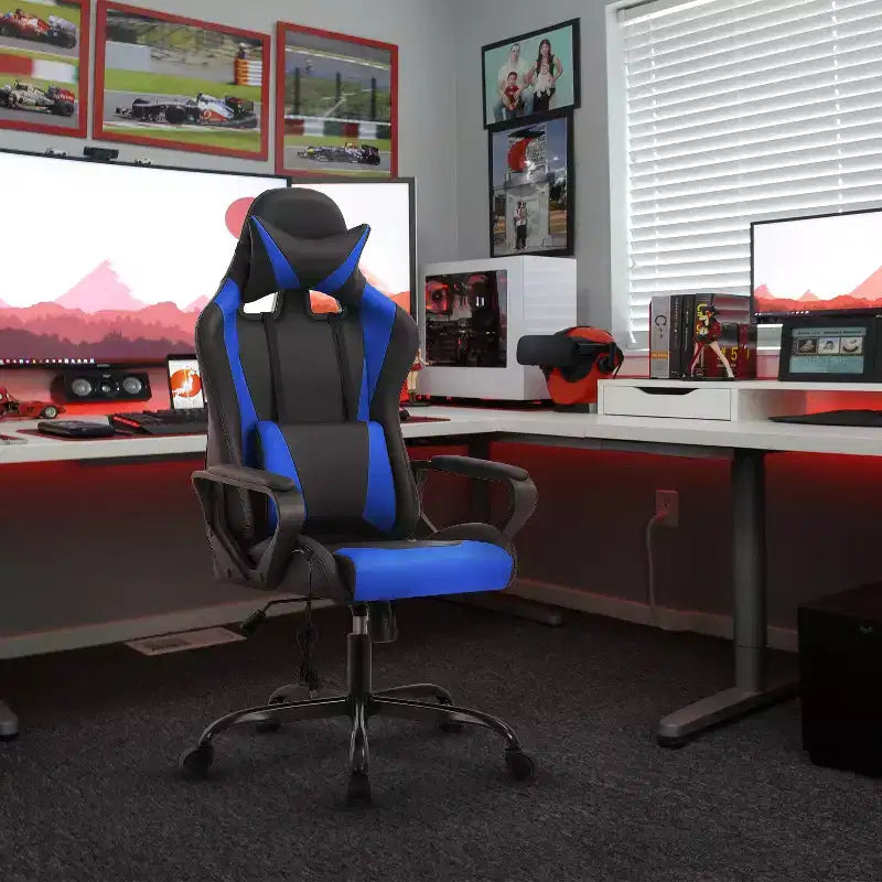 Silla de oficina cómoda y elegante FDW Gaming Chiar con masaje, soporte lumbar ajustable, giro de 360 grados y ruedas de deslizamiento suave