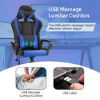 Silla de oficina cómoda y elegante FDW Gaming Chiar con masaje, soporte lumbar ajustable, giro de 360 grados y ruedas de deslizamiento suave